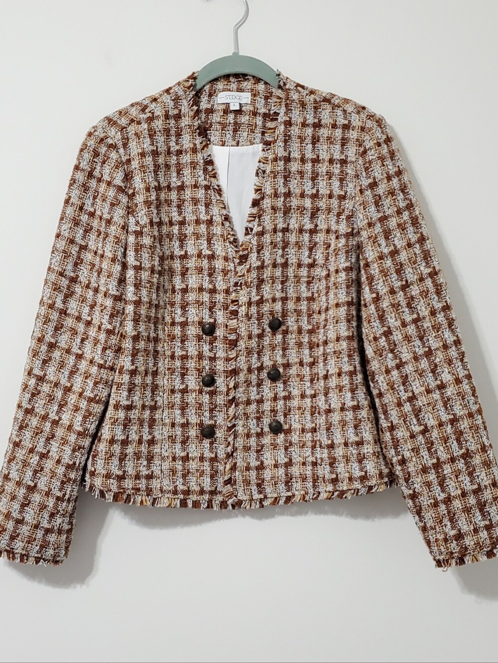 S'EDGE Blair University Tweed Short Blazer Jacket Size Large